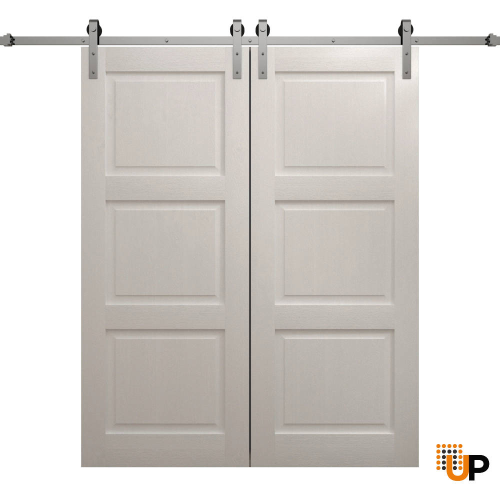 Double solid core sliding classic interior barn double door | Ego 5010  EGO Painted White Oak | 56 x 80 (2* 28x80) photo#1