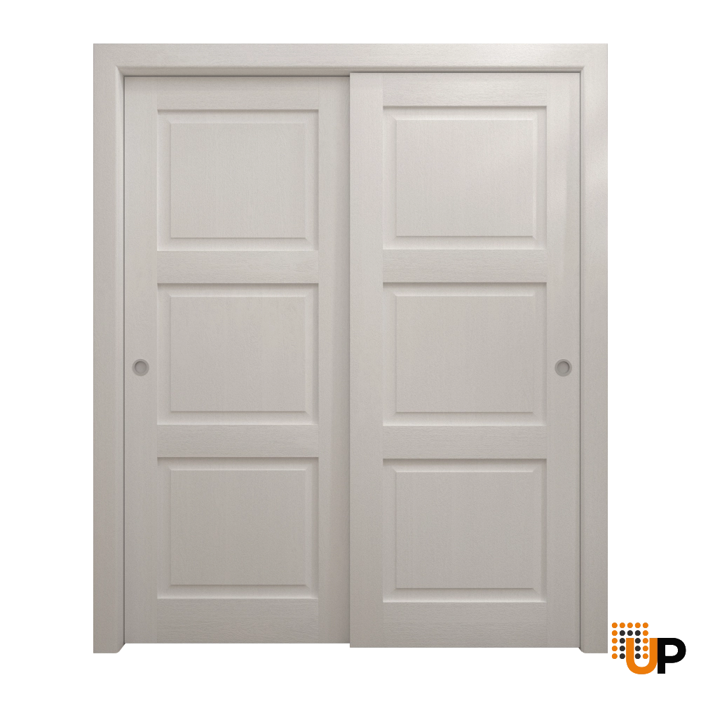 Double solid core sliding interior closet bypass door | Ego 5010  EGO Painted White Oak | 48 x 96 (2* 24x96) photo#1