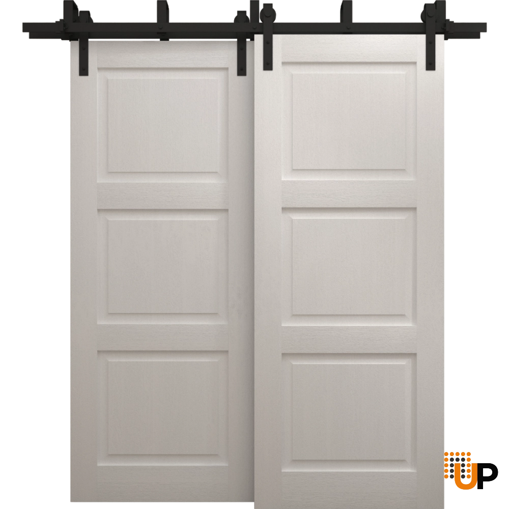 Double solid core sliding interior barn bypass door | Ego 5010  EGO Painted White Oak | 36 x 80 (2* 18x80) photo#1