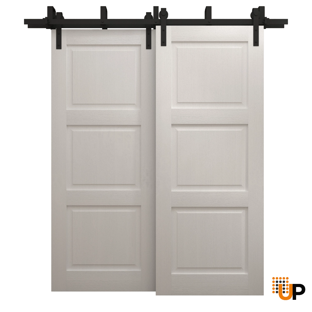 Double solid core sliding interior barn bypass door | Ego 5010  EGO Painted White Oak | 36 x 84 (2* 18x84) photo#1