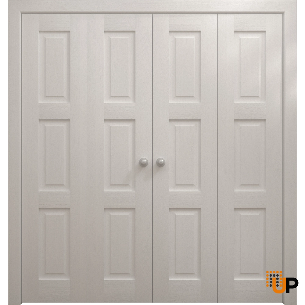 4 folding panels solid core sliding interior bi-fold double door | Ego 5010  EGO Painted White Oak | 72 x 80 (4* 18x80) photo#1