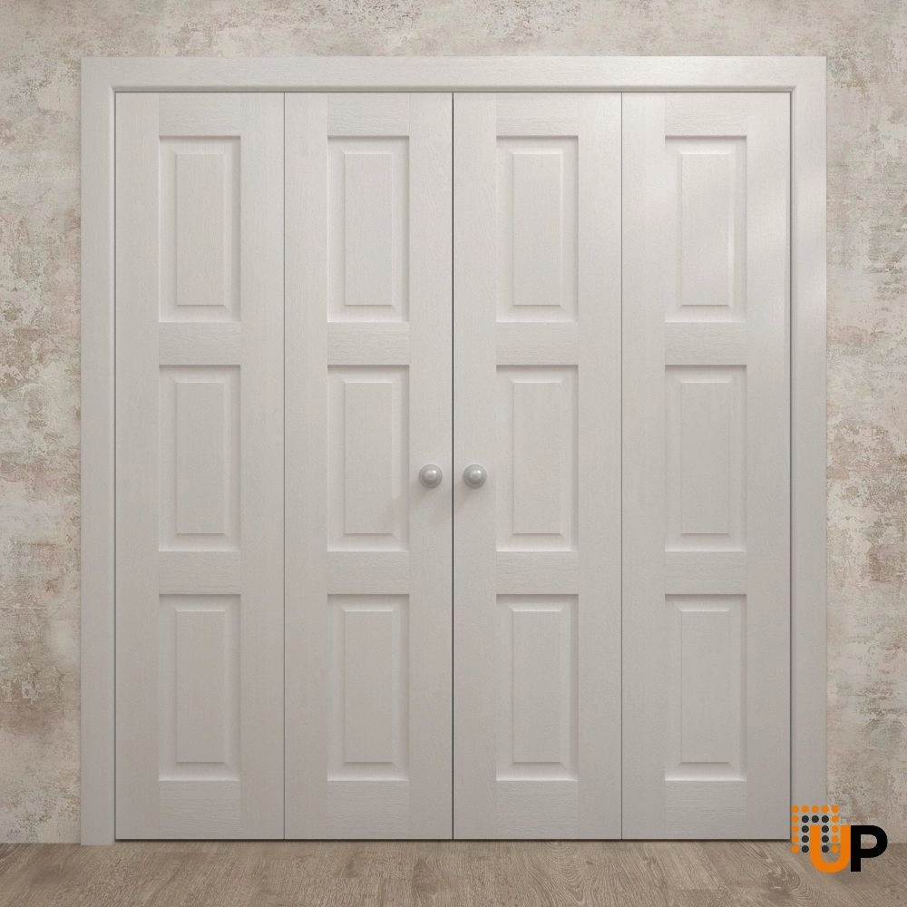 4 folding panels solid core sliding interior bi-fold double door | Ego 5010  EGO Painted White Oak | 72 x 80 (4* 18x80) photo#2
