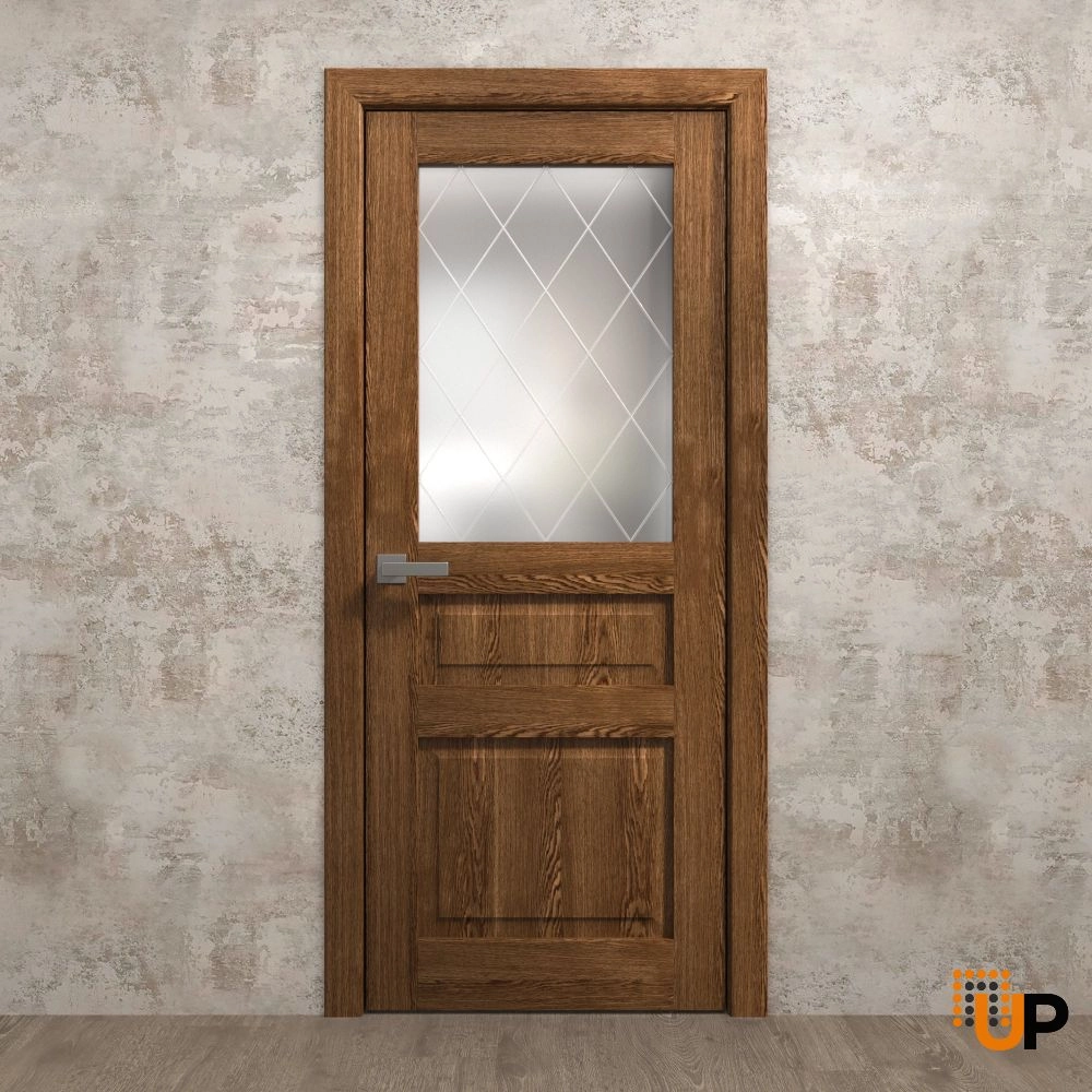 Single solid core interior door slab with frosted glass | Ego 5011  EGO Cognac Oak | 18 x 80 photo#2