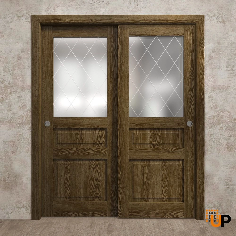 Single solid core interior door slab with frosted glass | Ego 5011  EGO Marble Oak | 18 x 80 photo#4