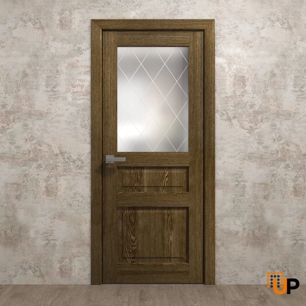 Single solid core luxury interior swing door with frosted glass | Ego 5011  EGO Marble Oak | 18 x 80 photo#2