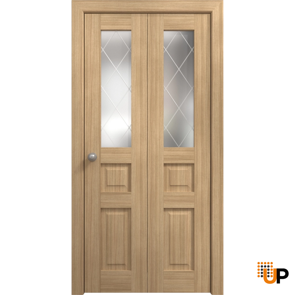 2 folding panels solid core sliding french interior bi-fold door with frosted glass | Ego 5011 EGO Natural Oak | 36 x 80 (2* 18x80) photo#1