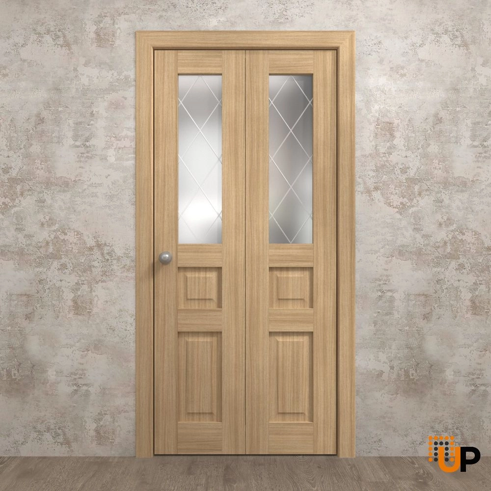 2 folding panels solid core sliding french interior bi-fold door with frosted glass | Ego 5011 EGO Natural Oak | 36 x 80 (2* 18x80) photo#2