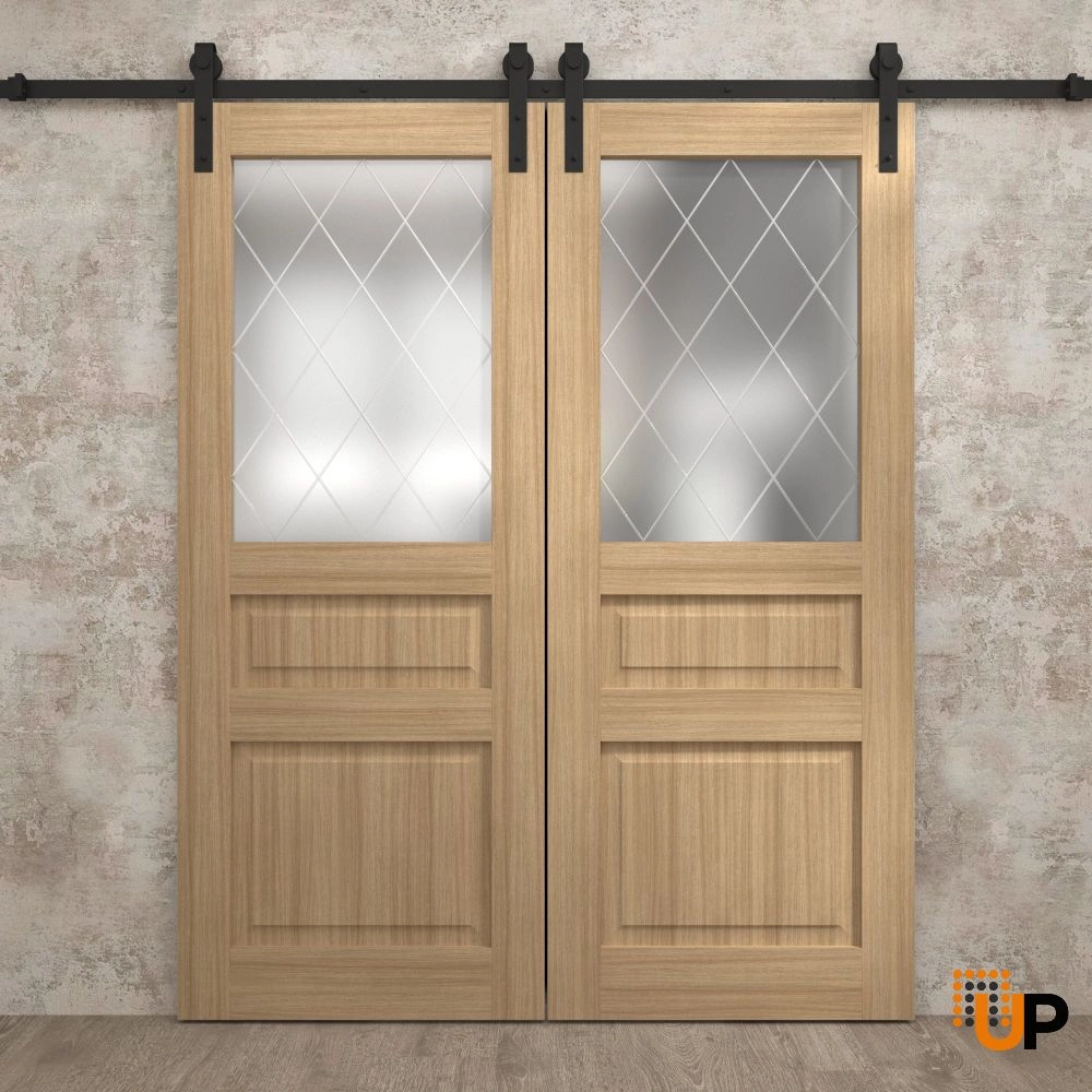 Single solid core interior door slab with frosted glass | Ego 5011 EGO Natural Oak | 32 x 80 photo#3