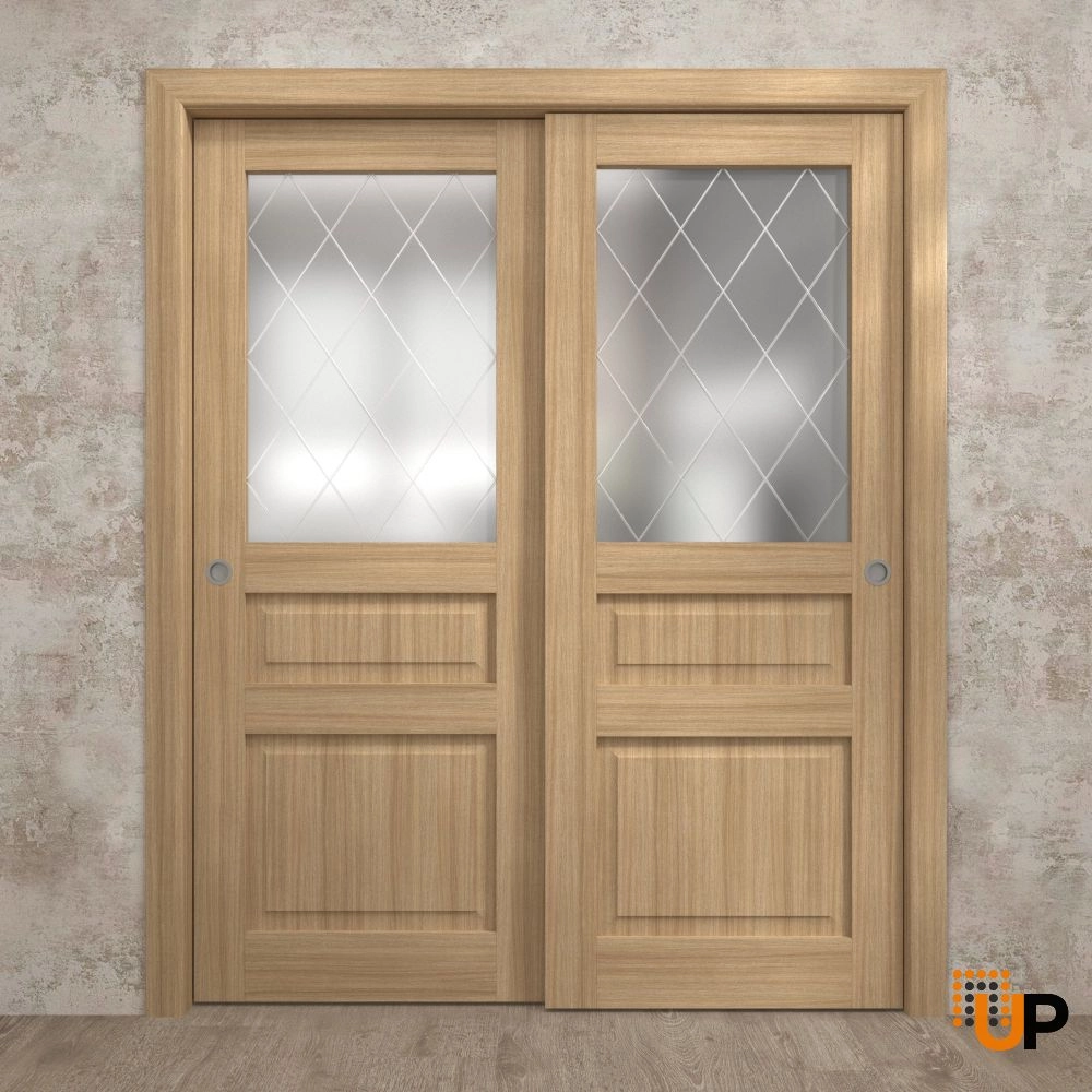 Single solid core interior door slab with frosted glass | Ego 5011 EGO Natural Oak | 32 x 80 photo#4