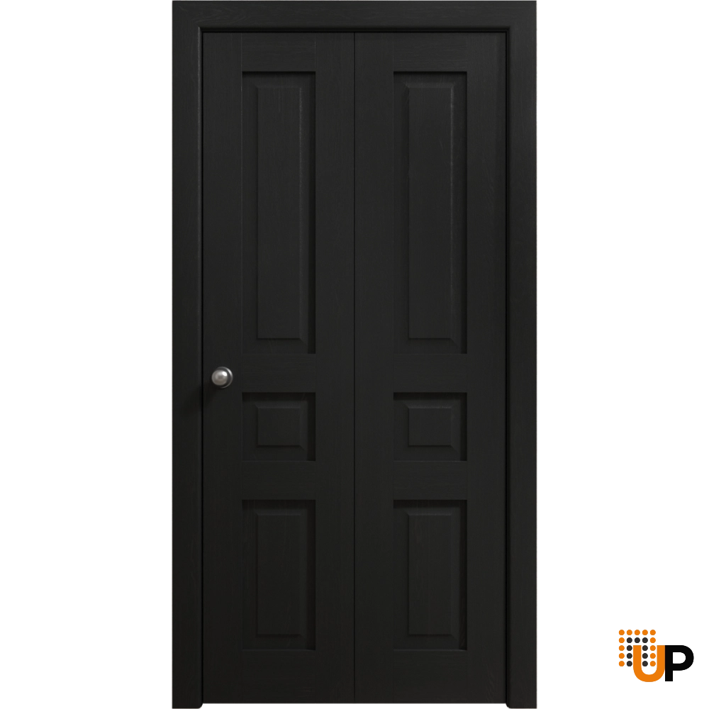 2 folding panels solid core sliding interior bi-fold door | Ego 5012 EGO Painted Black Oak | 36 x 80 (2* 18x80) photo#1