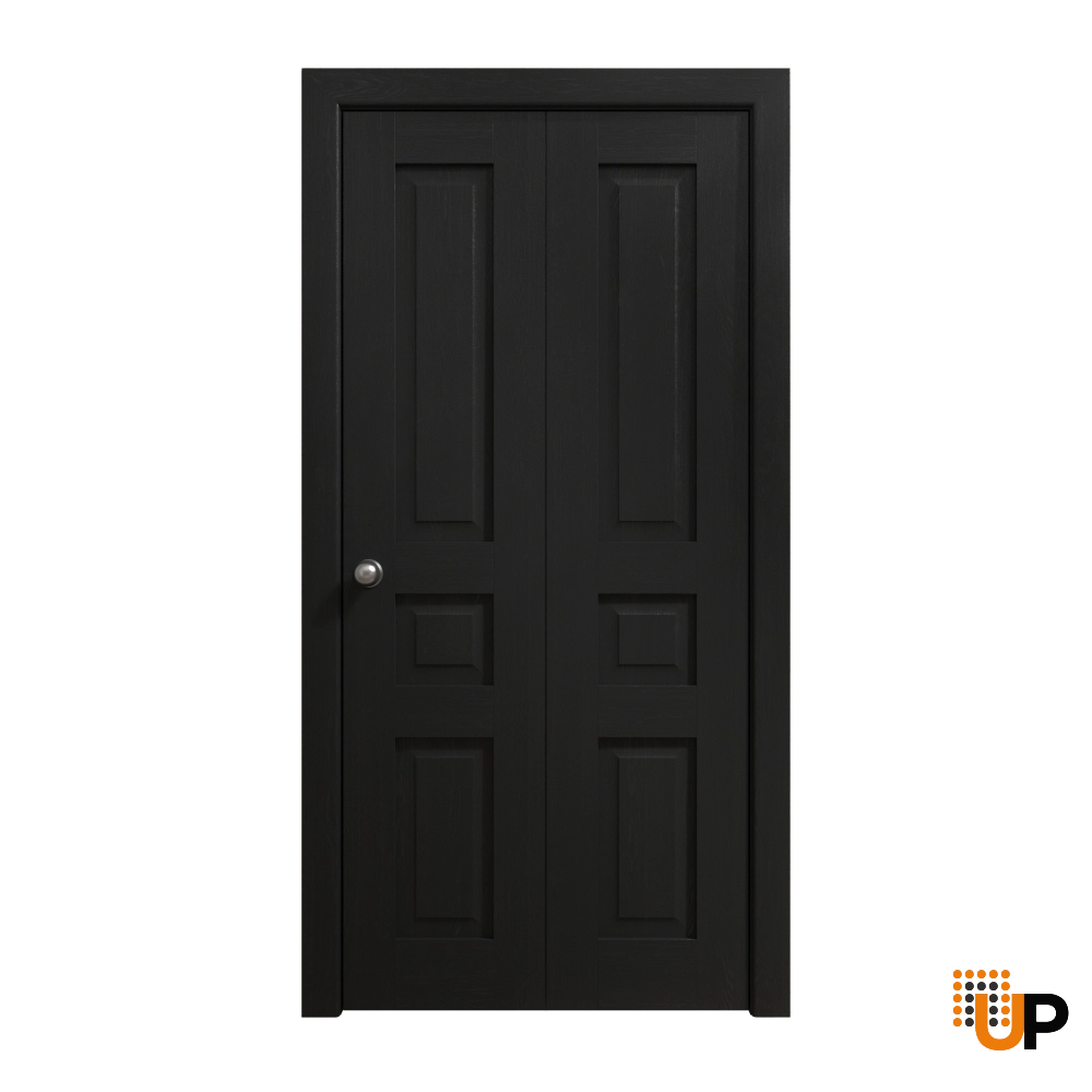 2 folding panels solid core sliding interior bi-fold door | Ego 5012 EGO Painted Black Oak | 56 x 80 (2* 28x80) photo#1