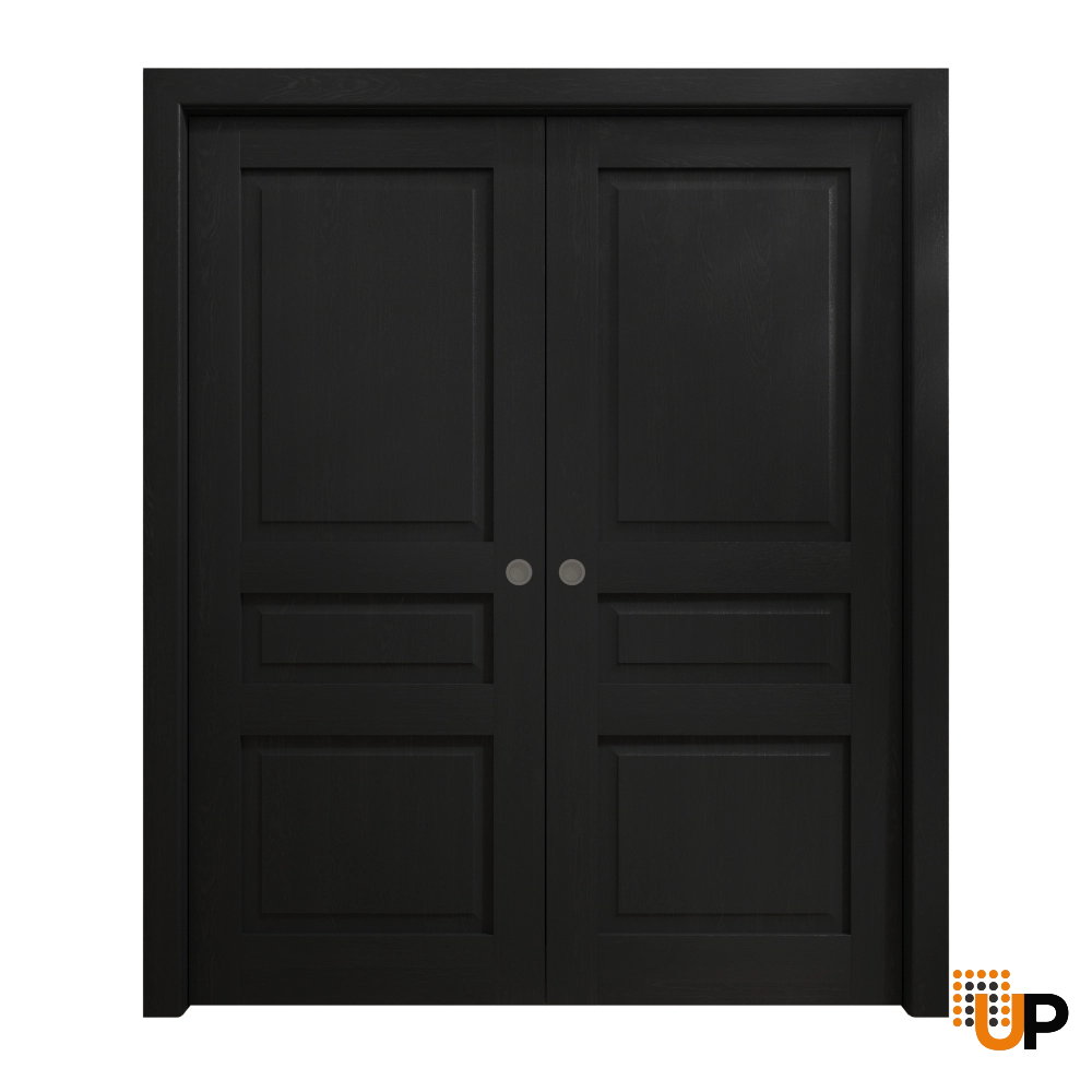 Double solid core sliding interior pocket double door | Ego 5012 EGO Painted Black Oak | 36 x 84 (2* 18x84) photo#1
