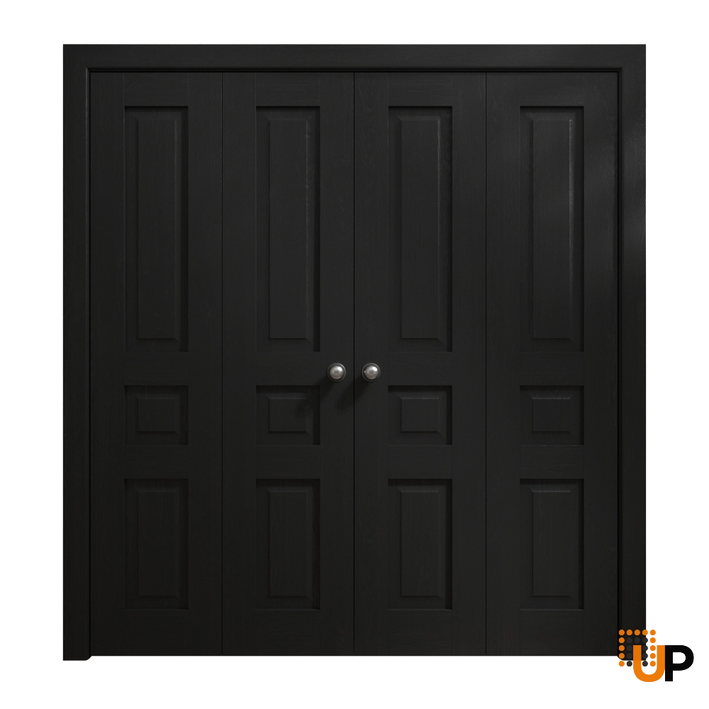 4 folding panels solid core sliding interior bi-fold double door | Ego 5012 EGO Painted Black Oak | 96 x 84 (4* 24x84) photo#1