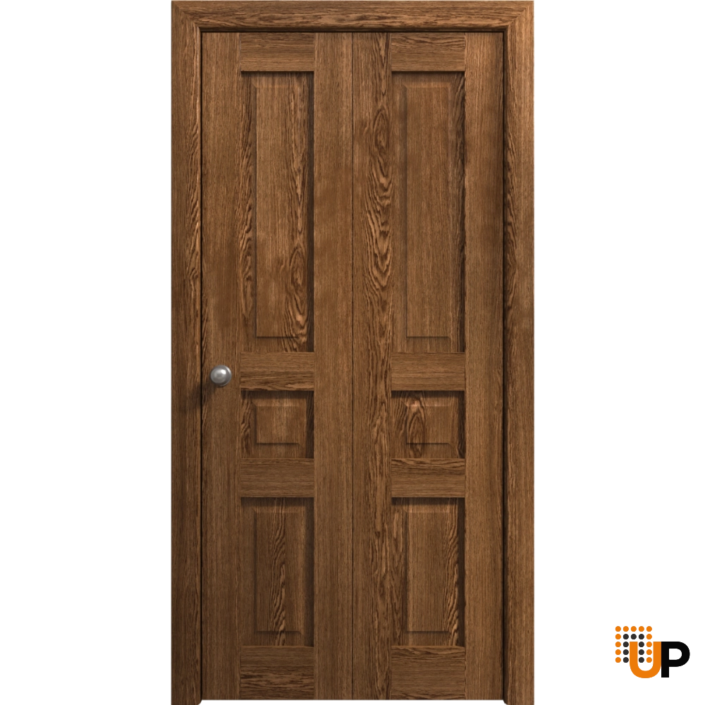 2 folding panels solid core sliding interior bi-fold door | Ego 5012  EGO Cognac Oak | 36 x 80 (2* 18x80) photo#1