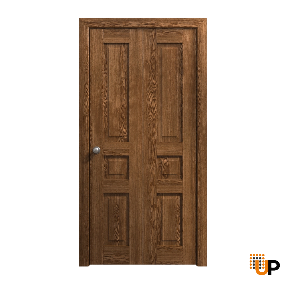 2 folding panels solid core sliding interior bi-fold door | Ego 5012  EGO Cognac Oak | 72 x 96 (2* 36x96) photo#1