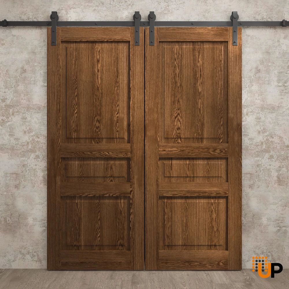 Double solid core sliding french interior barn double door | Ego 5012  EGO Cognac Oak | 36 x 80 (2* 18x80) photo#2