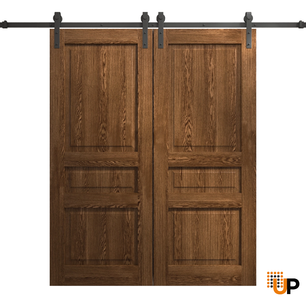 Double solid core sliding french interior barn double door | Ego 5012  EGO Cognac Oak | 72 x 84 (2* 36x84) photo#1