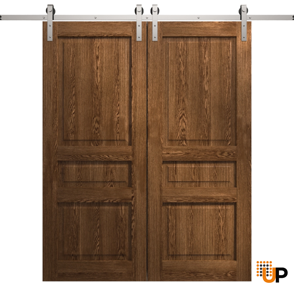 Double solid core sliding french interior barn double door | Ego 5012  EGO Cognac Oak | 36 x 80 (2* 18x80) photo#1