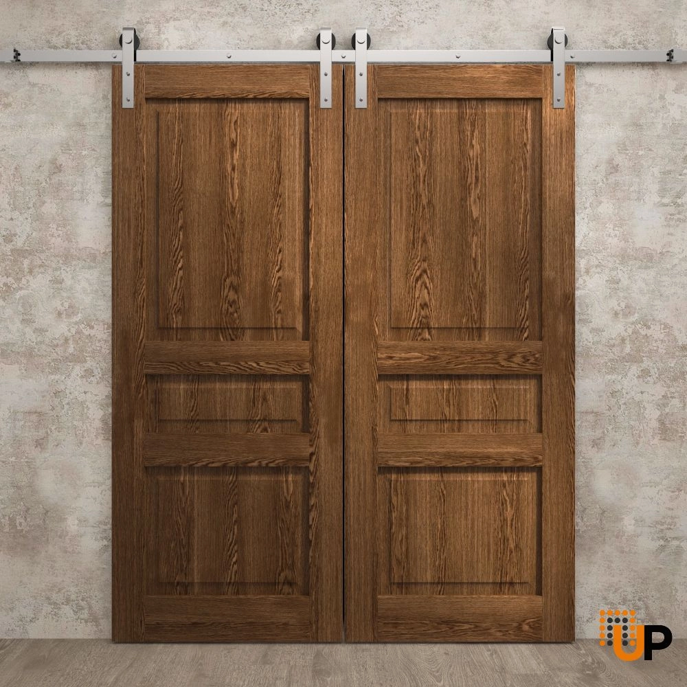 Double solid core sliding french interior barn double door | Ego 5012  EGO Cognac Oak | 36 x 80 (2* 18x80) photo#2