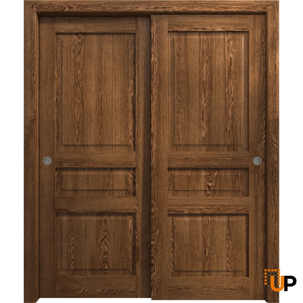 Double solid core sliding interior closet bypass door | Ego 5012  EGO Cognac Oak | 36 x 80 (2* 18x80) photo#1