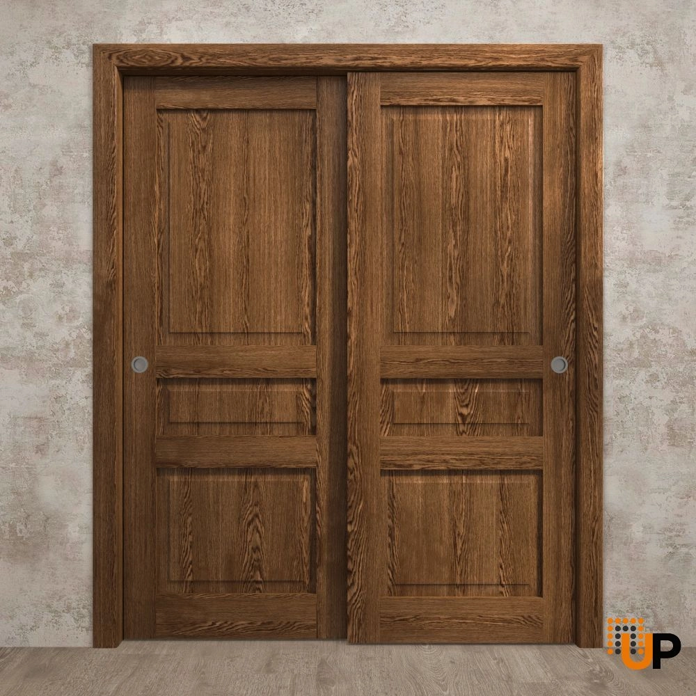 Double solid core sliding interior closet bypass door | Ego 5012  EGO Cognac Oak | 36 x 80 (2* 18x80) photo#2