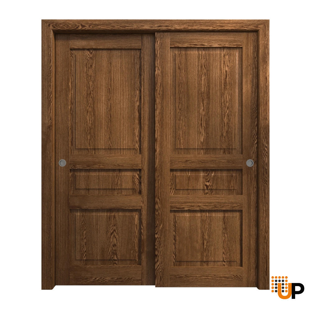 Double solid core sliding interior closet bypass door | Ego 5012  EGO Cognac Oak | 48 x 96 (2* 24x96) photo#1
