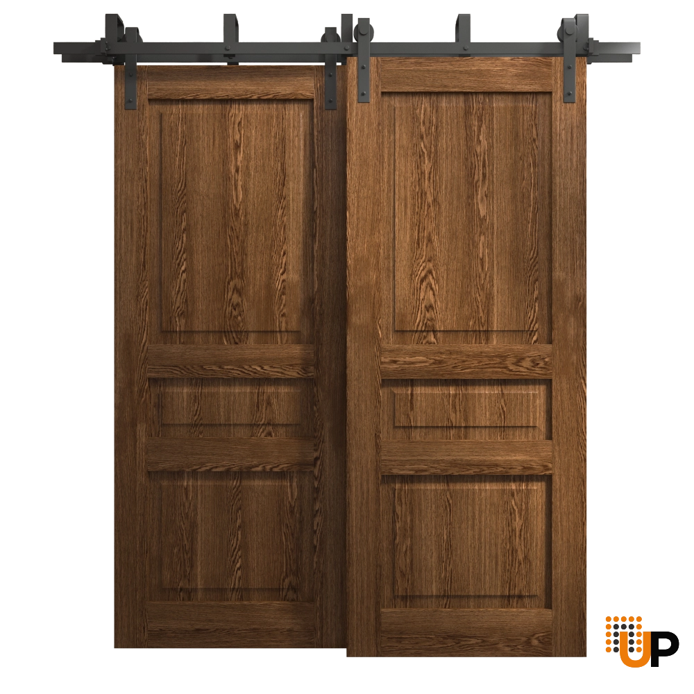 Double solid core sliding interior barn bypass door | Ego 5012  EGO Cognac Oak | 48 x 84 (2* 24x84) photo#1