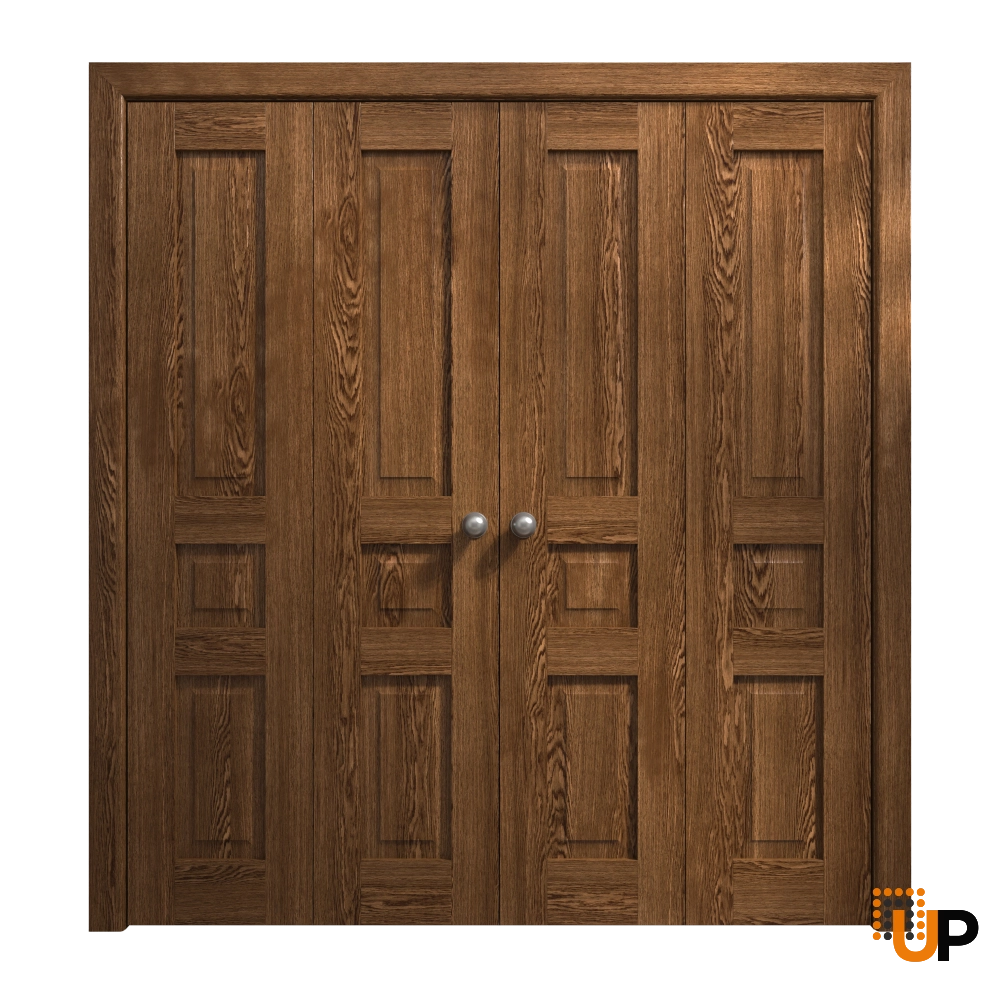 4 folding panels solid core sliding interior bi-fold double door | Ego 5012  EGO Cognac Oak | 72 x 84 (4* 18x84) photo#1