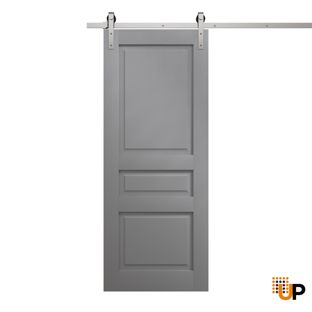 Single solid core sliding interior barn door | Ego 5012 EGO Painted Grey Oak | 30 x 96 photo#1