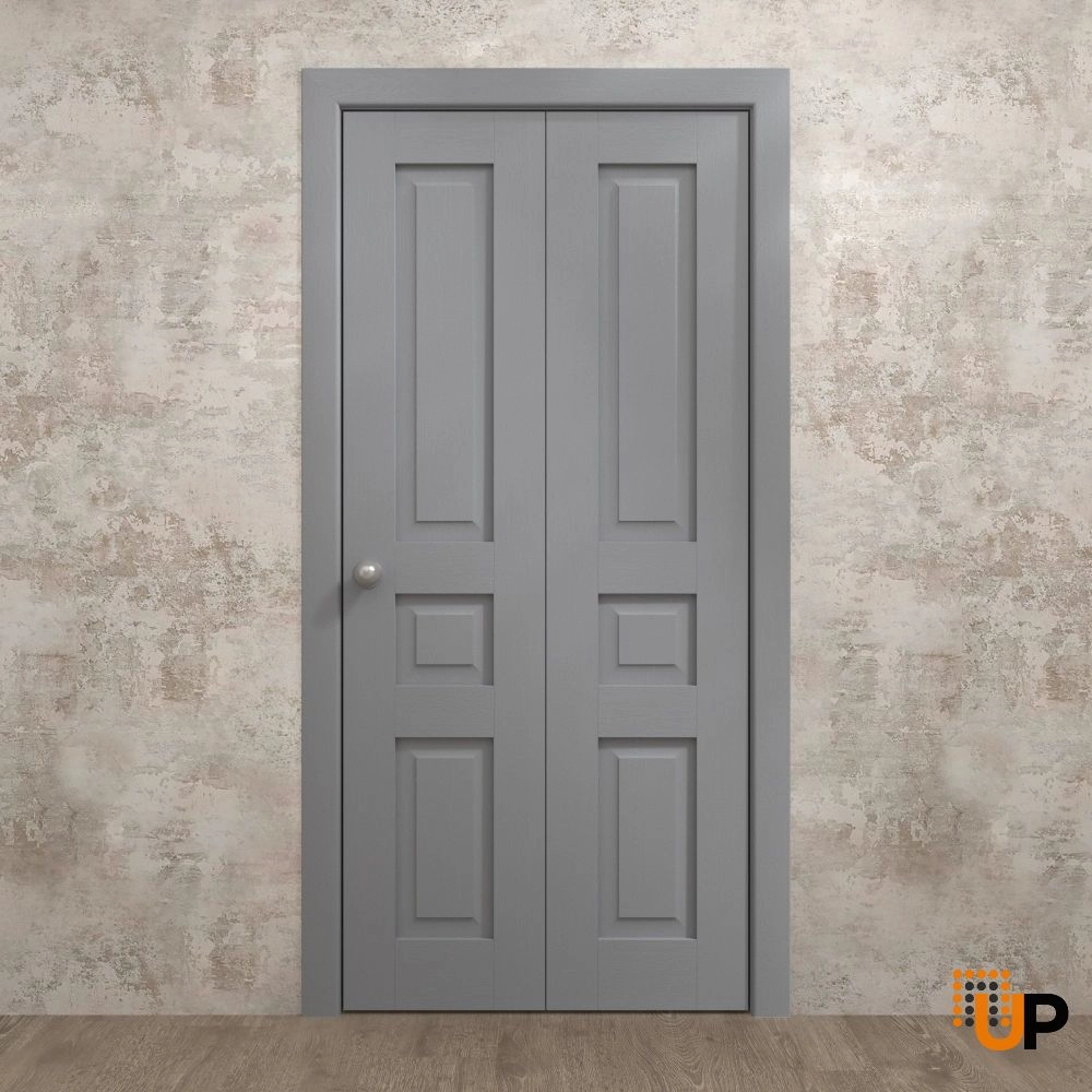 2 folding panels solid core sliding interior bi-fold door | Ego 5012 EGO Painted Grey Oak | 36 x 80 (2* 18x80) photo#2