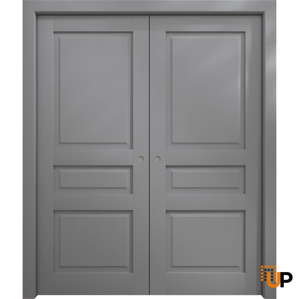 Double solid core sliding interior pocket double door | Ego 5012 EGO Painted Grey Oak | 36 x 80 (2* 18x80) photo#1