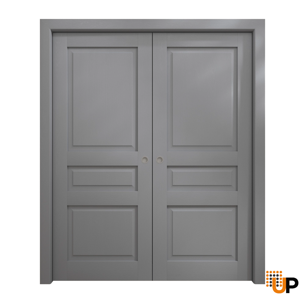 Double solid core sliding interior pocket double door | Ego 5012 EGO Painted Grey Oak | 56 x 80 (2* 28x80) photo#1