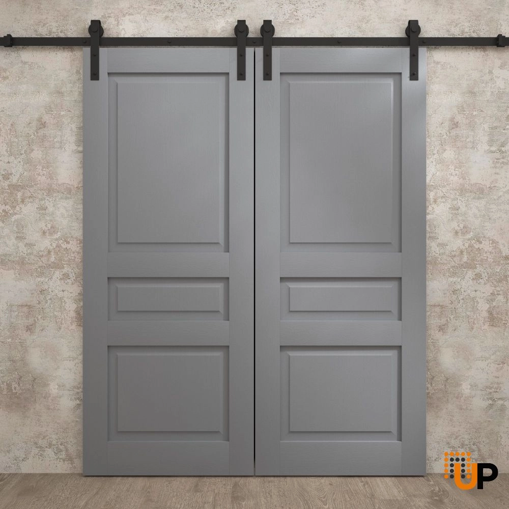 Double solid core sliding french interior barn double door | Ego 5012 EGO Painted Grey Oak | 36 x 80 (2* 18x80) photo#2
