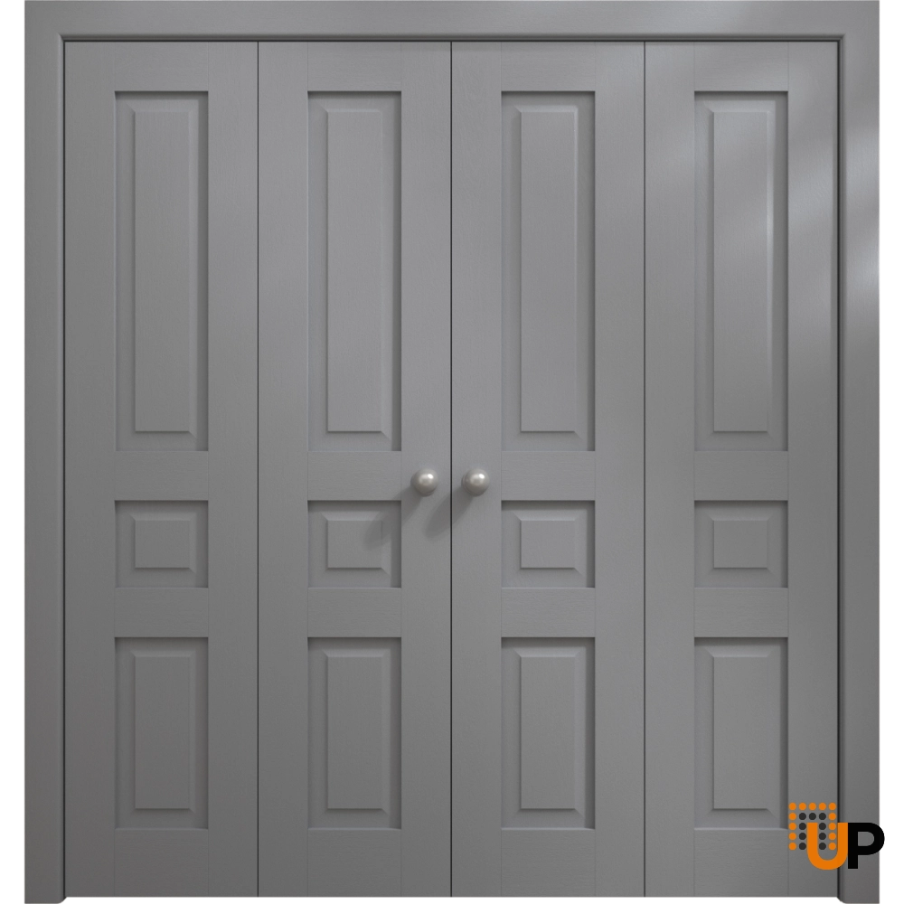 4 folding panels solid core sliding interior bi-fold double door | Ego 5012 EGO Painted Grey Oak | 72 x 80 (4* 18x80) photo#1