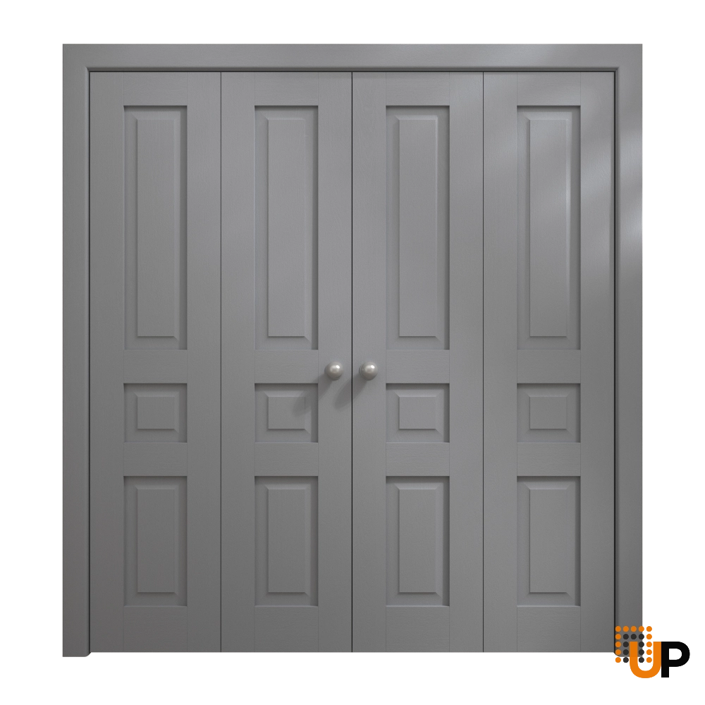 4 folding panels solid core sliding interior bi-fold double door | Ego 5012 EGO Painted Grey Oak | 72 x 84 (4* 18x84) photo#1