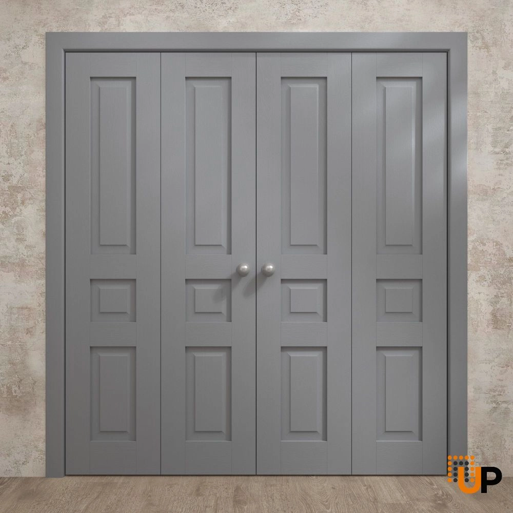 4 folding panels solid core sliding interior bi-fold double door | Ego 5012 EGO Painted Grey Oak | 72 x 80 (4* 18x80) photo#2
