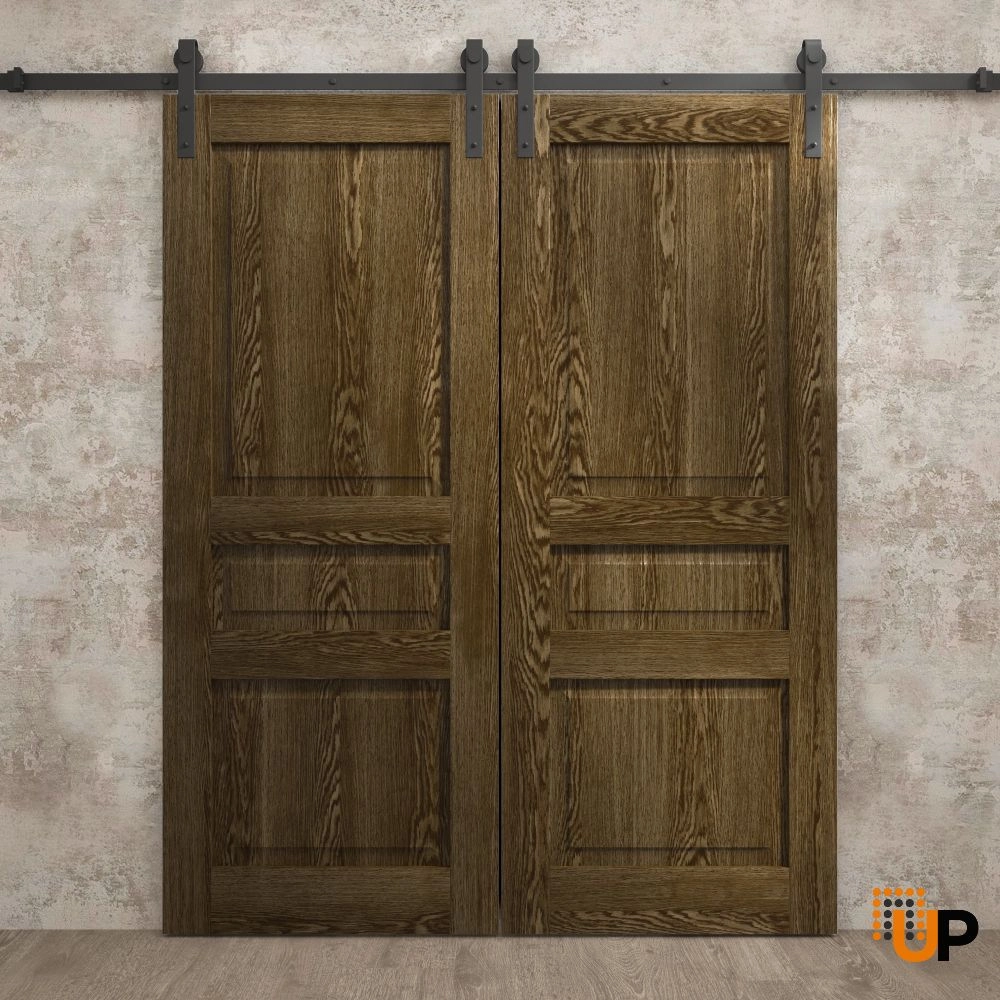 Double solid core sliding french interior barn double door | Ego 5012  EGO Marble Oak | 36 x 80 (2* 18x80) photo#2