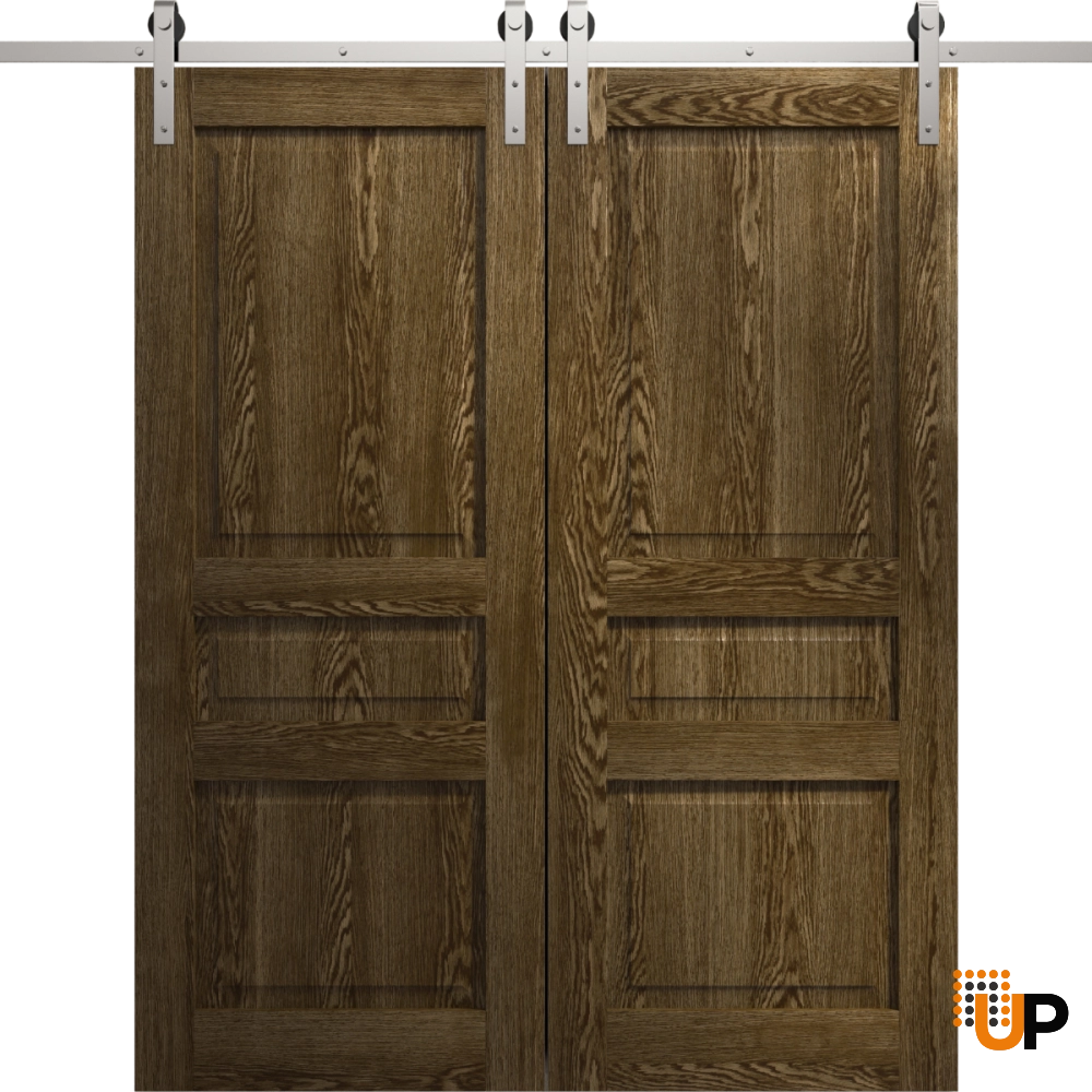 Double solid core sliding french interior barn double door | Ego 5012  EGO Marble Oak | 36 x 80 (2* 18x80) photo#1