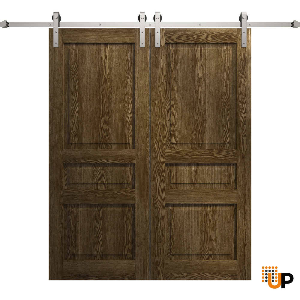 Double solid core sliding french interior barn double door | Ego 5012  EGO Marble Oak | 64 x 80 (2* 32x80) photo#1