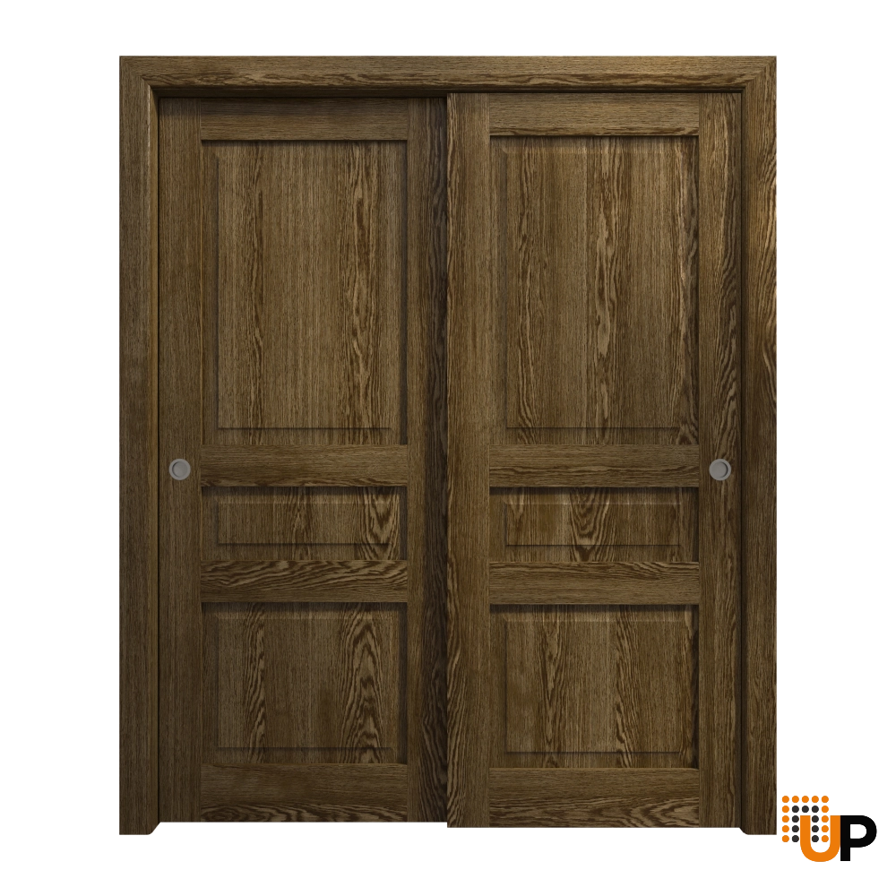 Double solid core sliding interior closet bypass door | Ego 5012  EGO Marble Oak | 64 x 80 (2* 32x80) photo#1
