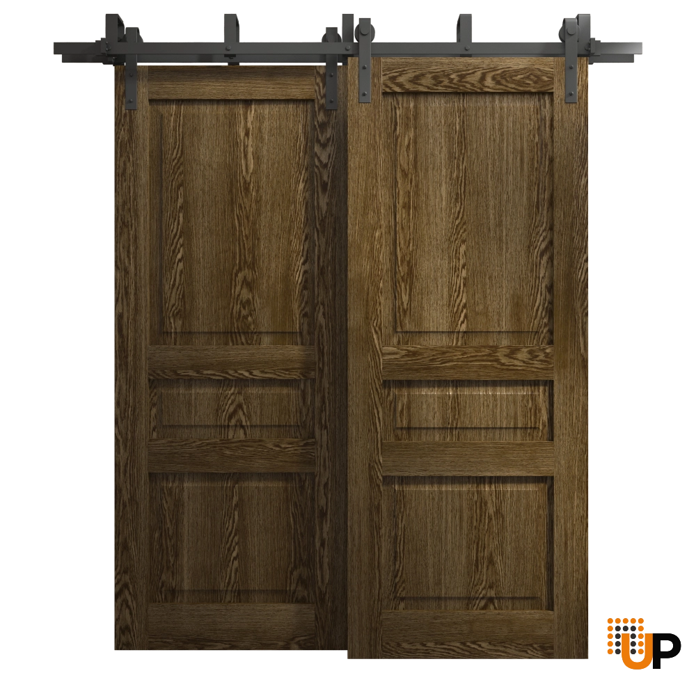 Double solid core sliding interior barn bypass door | Ego 5012  EGO Marble Oak | 48 x 84 (2* 24x84) photo#1