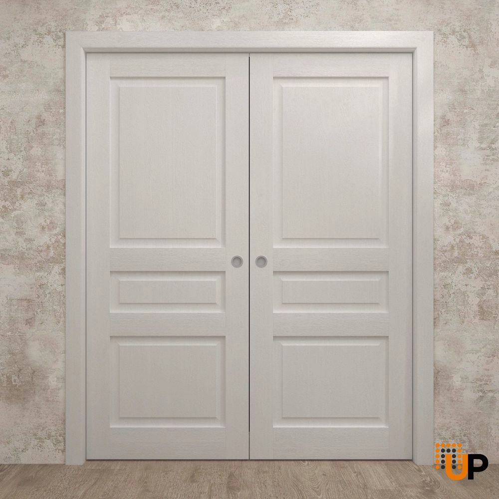 Double solid core sliding interior pocket double door | Ego 5012  EGO Painted White Oak | 36 x 80 (2* 18x80) photo#2