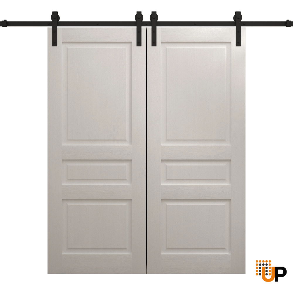 Double solid core sliding french interior barn double door | Ego 5012  EGO Painted White Oak | 60 x 80 (2* 30x80) photo#1