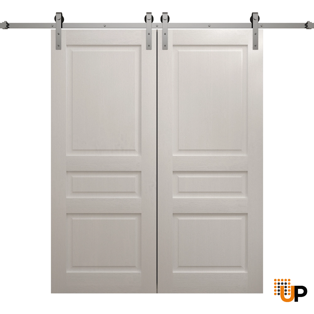 Double solid core sliding french interior barn double door | Ego 5012  EGO Painted White Oak | 36 x 84 (2* 18x84) photo#1