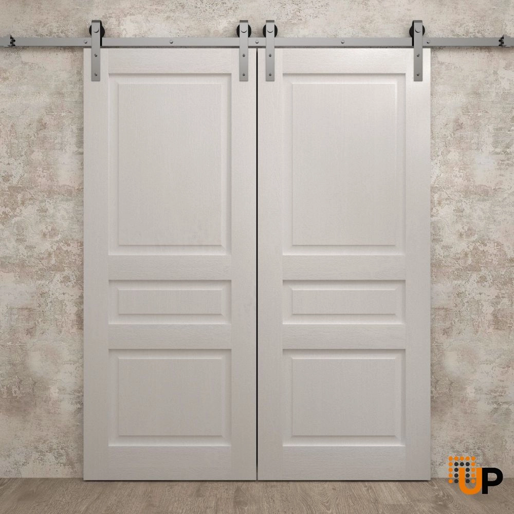 Double solid core sliding french interior barn double door | Ego 5012  EGO Painted White Oak | 36 x 80 (2* 18x80) photo#2