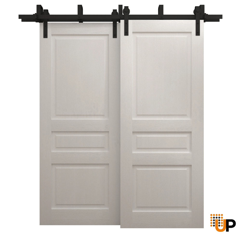 Double solid core sliding interior barn bypass door | Ego 5012  EGO Painted White Oak | 48 x 84 (2* 24x84) photo#1