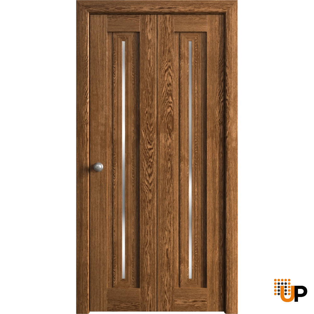 2 folding panels solid core sliding interior bi-fold door | Ego 5014  EGO Cognac Oak | 36 x 80 (2* 18x80) photo#1