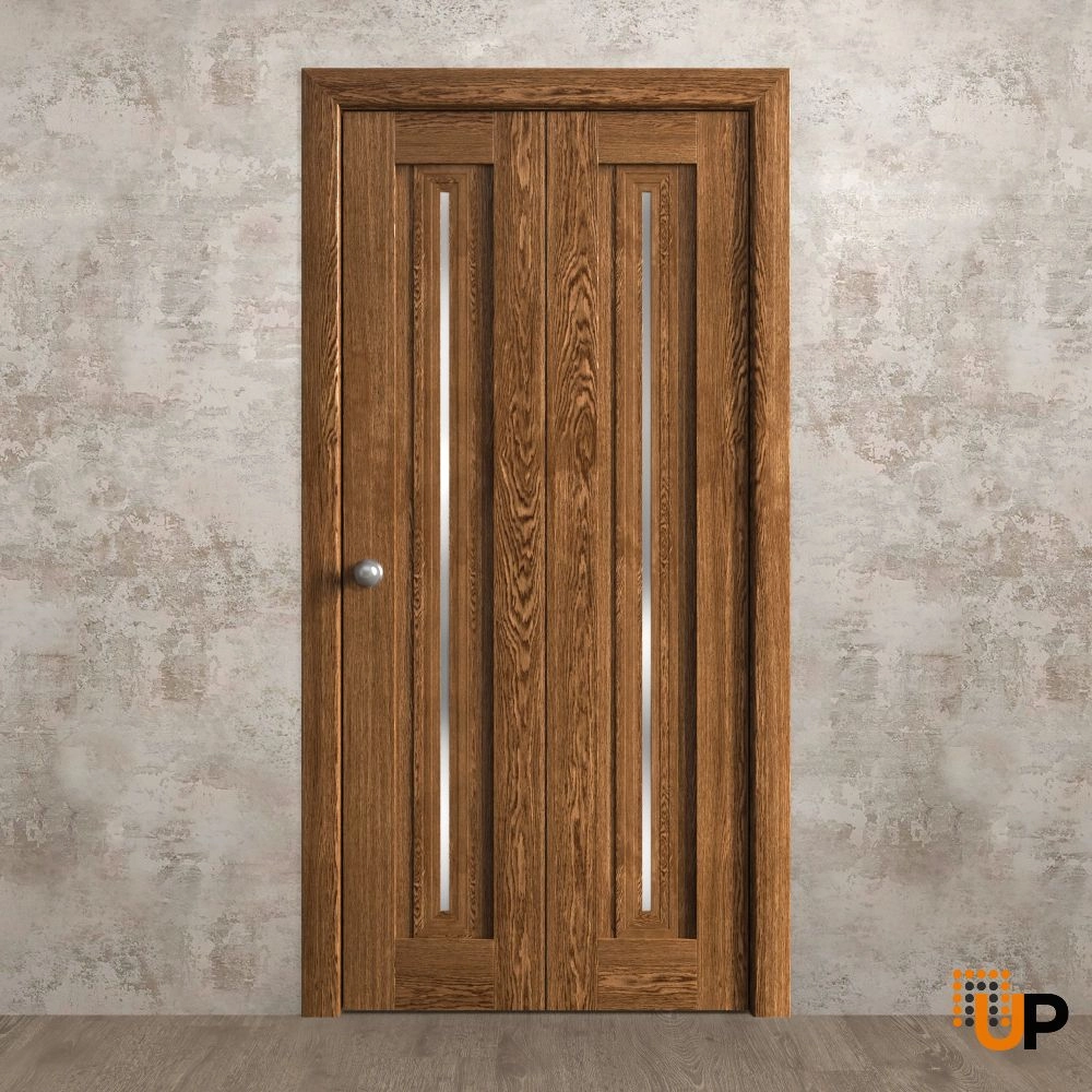 2 folding panels solid core sliding interior bi-fold door | Ego 5014  EGO Cognac Oak | 36 x 80 (2* 18x80) photo#2
