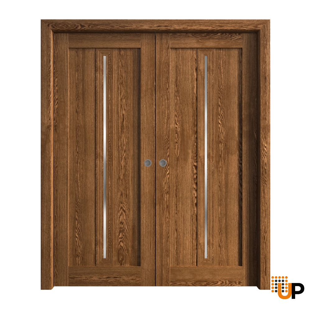 Double solid core sliding interior pocket double door | Ego 5014  EGO Cognac Oak | 36 x 96 (2* 18x96) photo#1