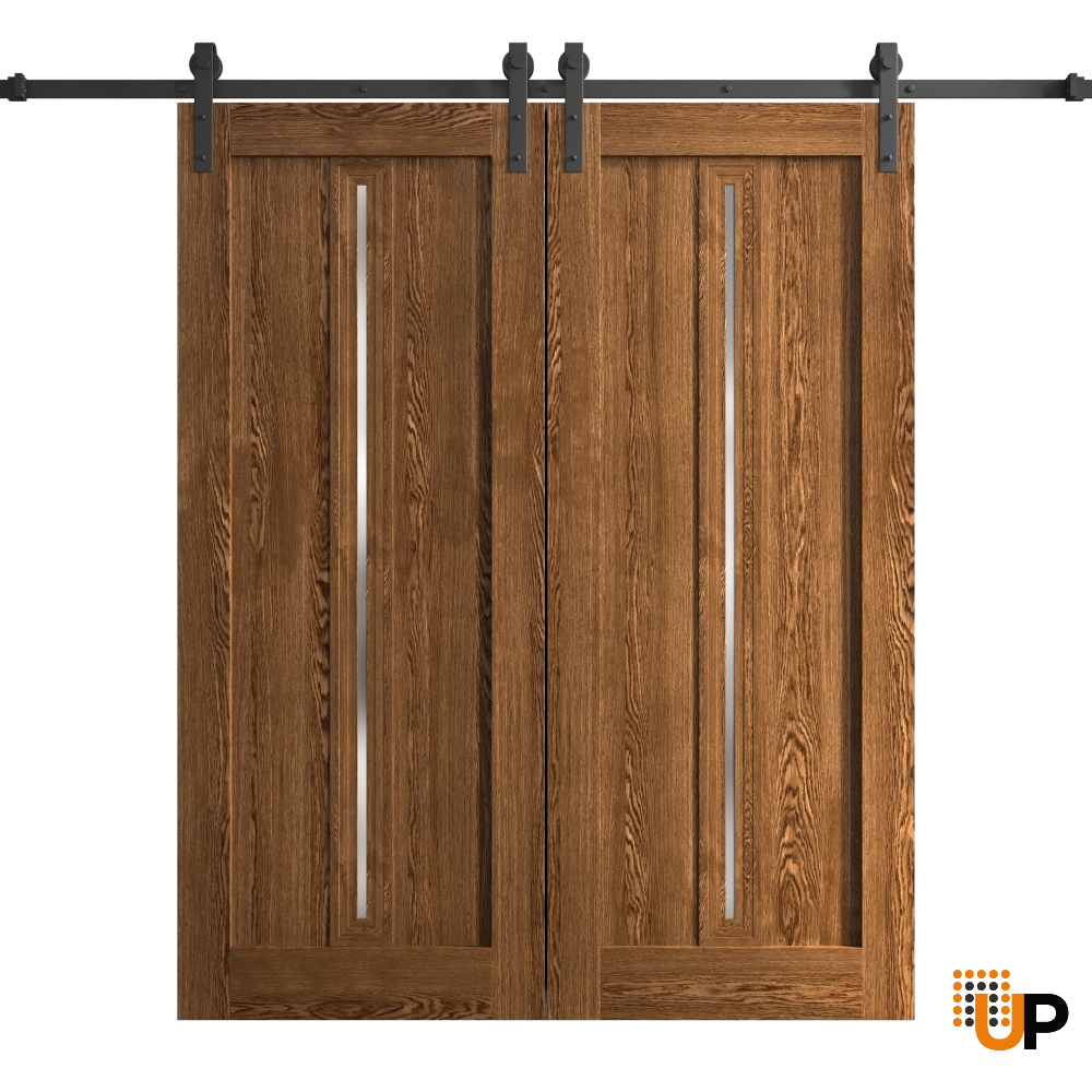 Double solid core sliding french interior barn double door | Ego 5014  EGO Cognac Oak | 60 x 84 (2* 30x84) photo#1